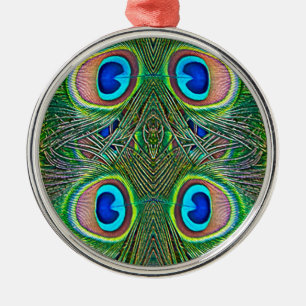 Peacock Feathers Kaleidoscope Skriv ut Julgransprydnad Metall