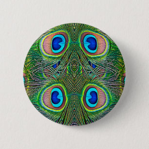 Peacock Feathers Kaleidoscope Skriv ut Knapp