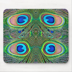 Peacock Feathers Kaleidoscope Skriv ut Musmatta