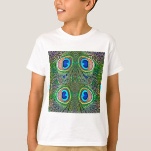 Peacock Feathers Kaleidoscope Skriv ut Tee Shirt