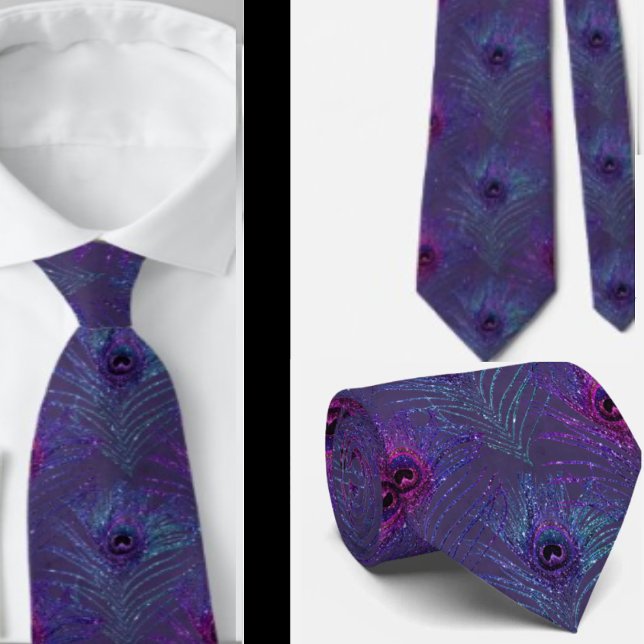Peacock Feathers Lila Blue Neck Tie Necktie Slips (Skapare uppladdad)