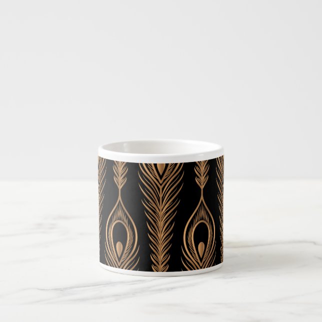 Peacock Feathers, Luxury Oriental Mönster. Espressomugg (Framsidan)