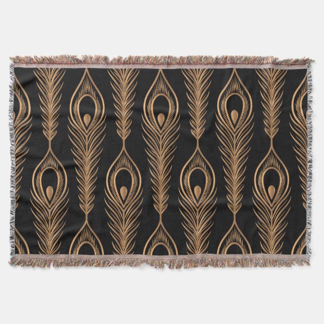 Peacock Feathers, Luxury Oriental Mönster. Filt (Framsidan)