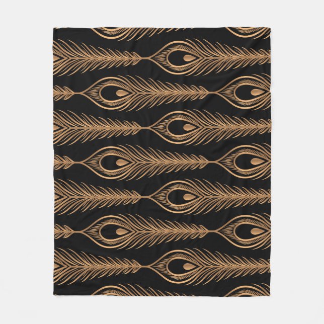 Peacock Feathers, Luxury Oriental Mönster. Fleecefilt (Framsidan)