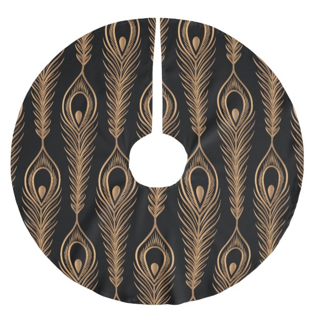 Peacock Feathers, Luxury Oriental Mönster. Julgransmatta Borstad Polyester (Framsidan)