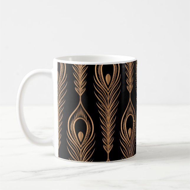 Peacock Feathers, Luxury Oriental Mönster. Kaffemugg (Vänster)