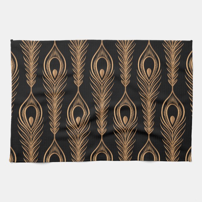 Peacock Feathers, Luxury Oriental Mönster. Kökshandduk (Horisontell)