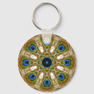 Peacock Feathers Magic Circle Keychain Nyckelring