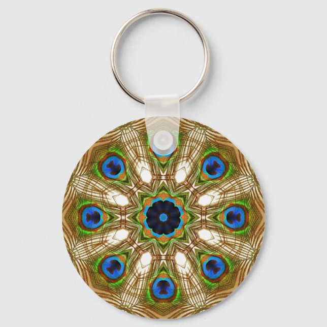 Peacock Feathers Magic Circle Keychain Nyckelring (Framsida)