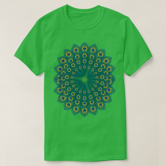 Peacock Feathers Mandala Peacock T Shirt (Design framsida)