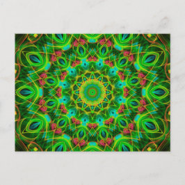 Peacock Feathers Mandala Vykort