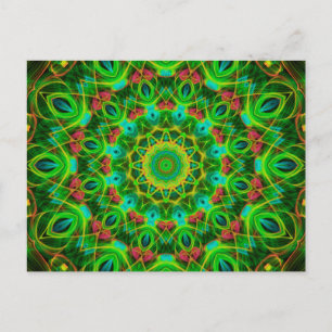 Peacock Feathers Mandala Vykort