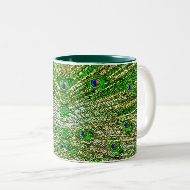 Peacock Feathers Mug Två-Tonad Mugg (Framsida höger)
