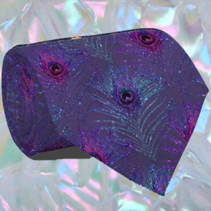 Peacock Feathers Navy Blue Glitter Necktie Nacke Slips