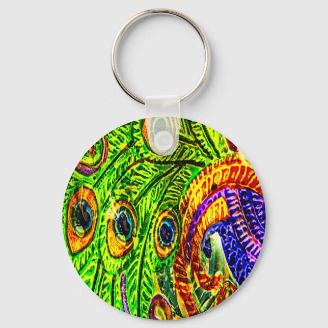 Peacock Feathers Nyckelring (Framsida)