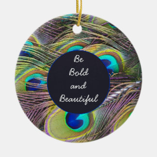 Peacock Feathers Ornamet Round Julgransprydnad Keramik