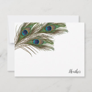 Peacock Feathers Personlig Flat Note Cards Anteckningskort