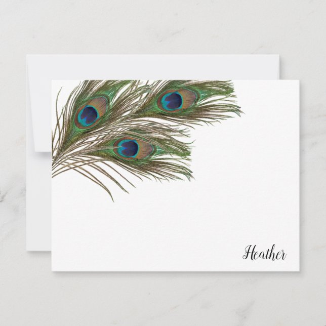 Peacock Feathers Personlig Flat Note Cards Anteckningskort (Framsida)