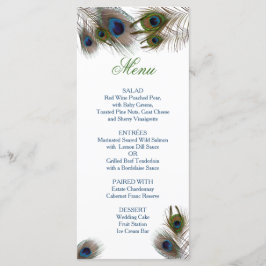 Peacock Feathers, Personligt bröllp Menu Meny