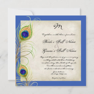 Peacock Feathers Royal Blue Bröllopsinbjudans Inbjudningar