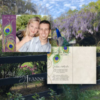 Peacock Feathers Save Date Inbjudan cards