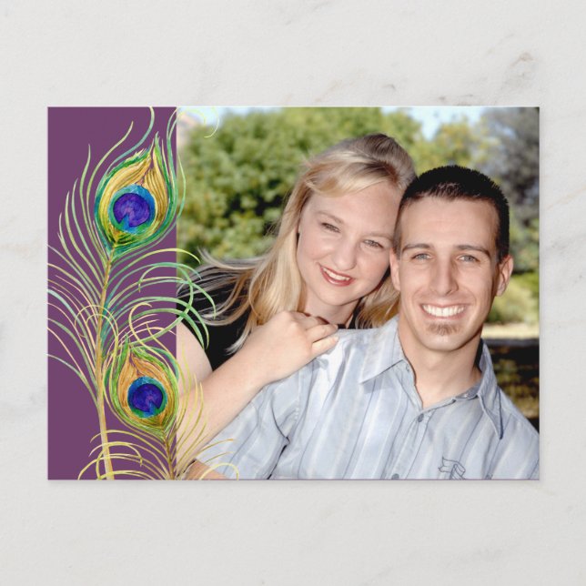 Peacock Feathers Save Date Inbjudan cards (Framsida)