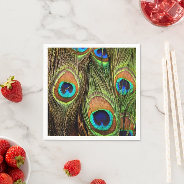 Peacock Feathers Standard Papper Napkins Pappersservett (Insitu)