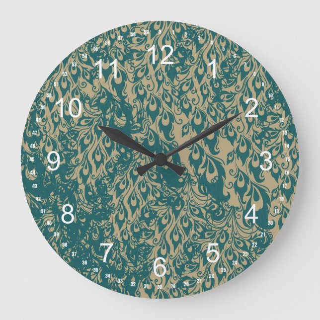 Peacock Feathers Stor Klocka (Framsida)
