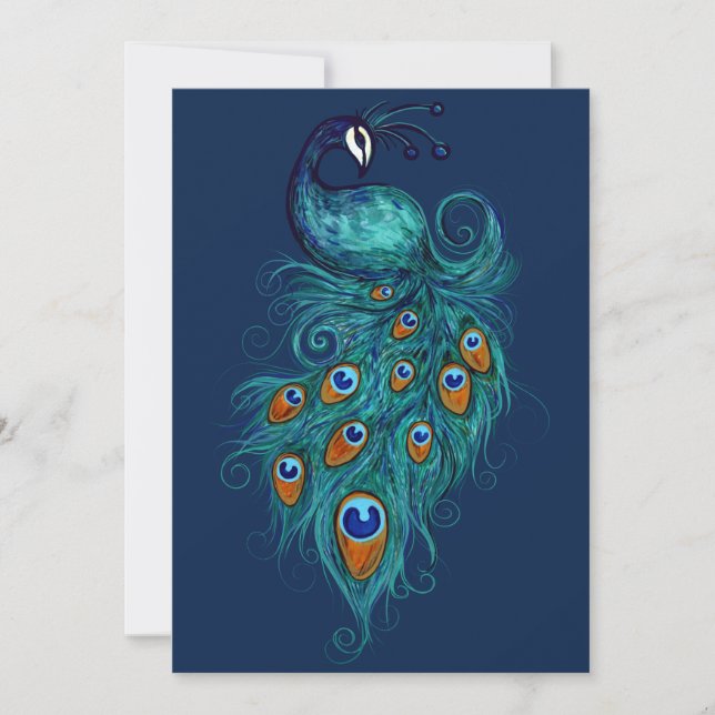 Peacock Feathers Teal Peacocks Julkort (Framsida)