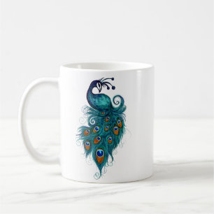 Peacock Feathers Teal Peacocks Kaffemugg