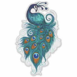 Peacock Feathers Teal Peacocks Klistermärken