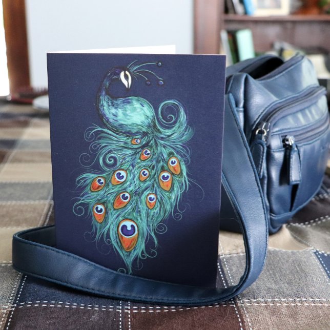 Peacock Feathers Teal Peacocks Kort (Skapare uppladdad)