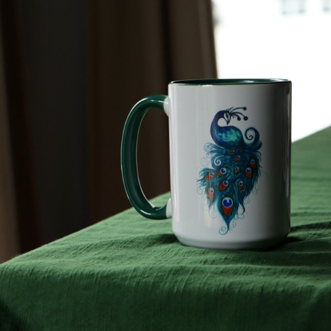 Peacock Feathers Teal Peacocks        Mugg (Skapare uppladdad)
