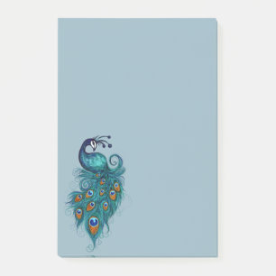 Peacock Feathers Teal Peacocks Post-it Block