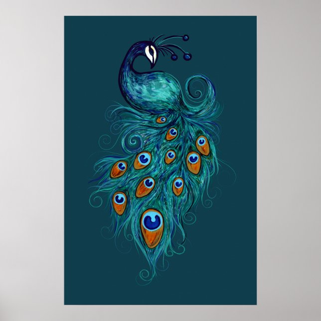 Peacock Feathers Teal Peacocks Poster (Framsidan)