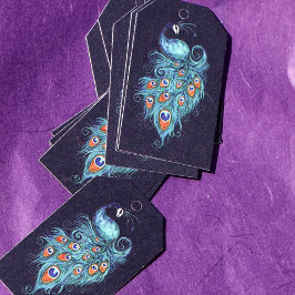 Peacock Feathers Teal Peacocks Presentetikett