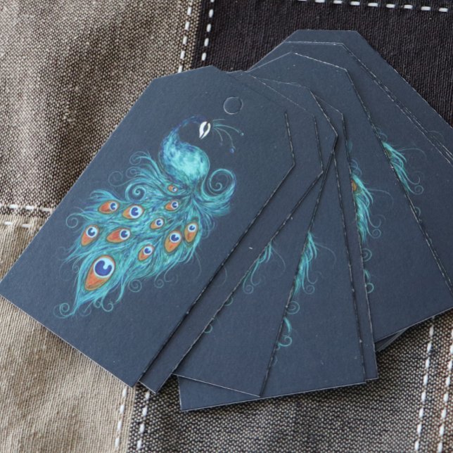 Peacock Feathers Teal Peacocks Presentetikett (Skapare uppladdad)