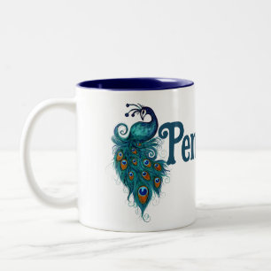 Peacock Feathers Teal Peacocks Två-Tonad Mugg