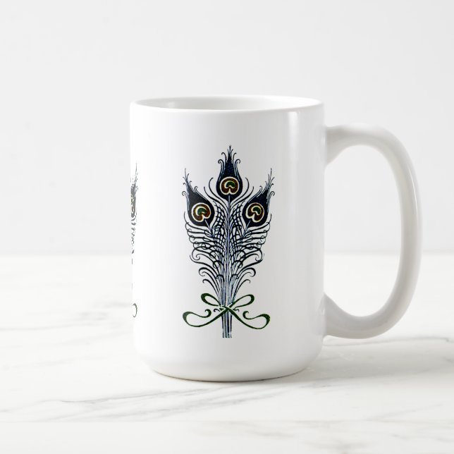 Peacock Feathers Vintage Art nouveau Design Kaffemugg (Höger)