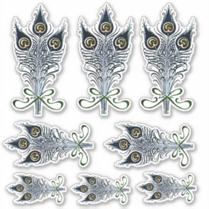 Peacock Feathers Vintage Art nouveau Design Klistermärken