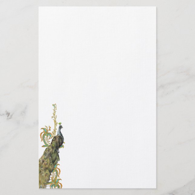 Peacock & Filigree Stationery/Letterhead Brevpapper (Framsida)