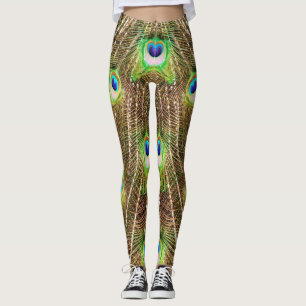 PEACOCK FINARE FEATHERS #3 GRÖNT LEGGINGS