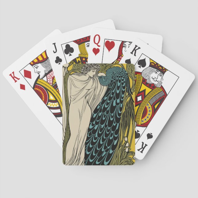 Peacock Fine Art Bird Nouveau Casinokort (Baksidan)