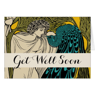 Peacock Fine Art Bird Nouveau Hälsningskort