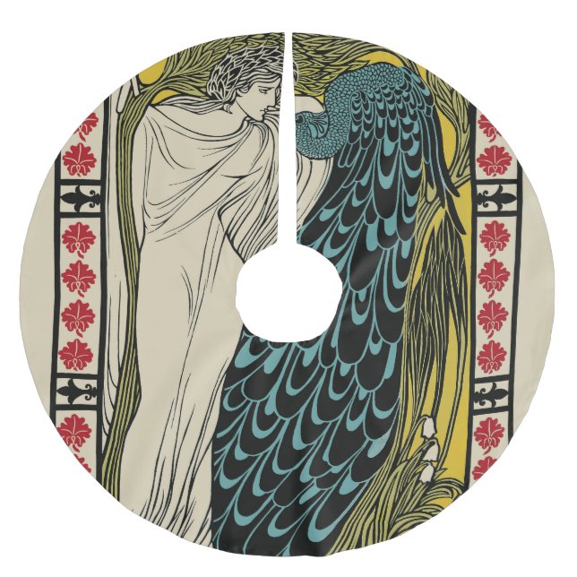 Peacock Fine Art Bird Nouveau Julgransmatta Borstad Polyester (Framsidan)