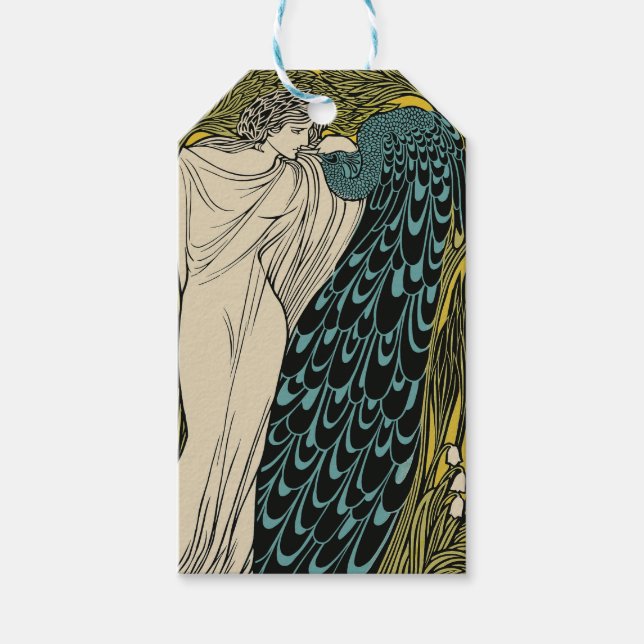 Peacock Fine Art Bird Nouveau Presentetikett (Framsidan)