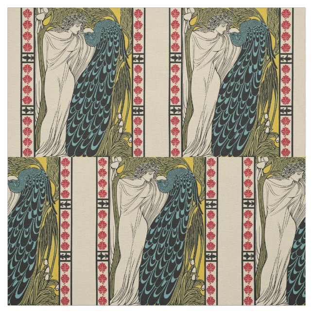 Peacock Fine Art Bird Nouveau Tyg (Provkarta)