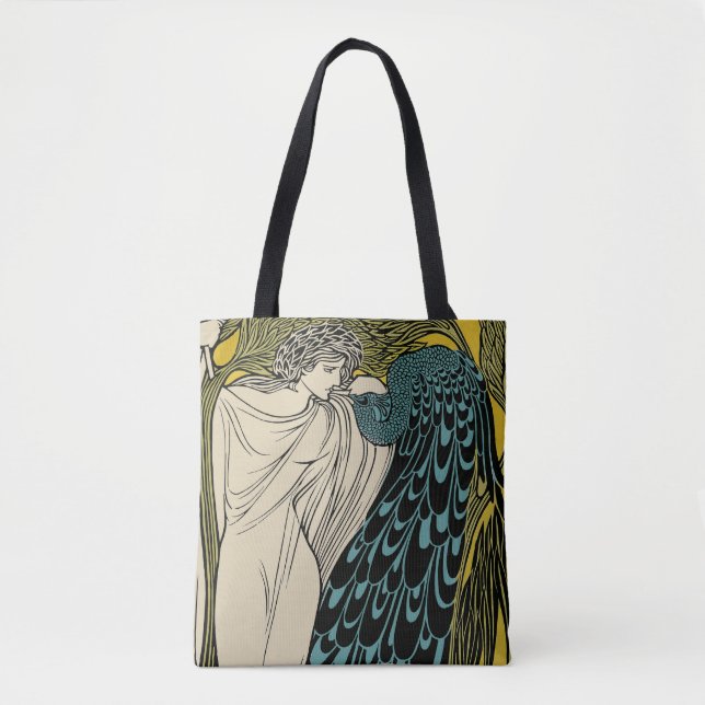 Peacock Fine Art Bird Nouveau Tygkasse (Framsida)