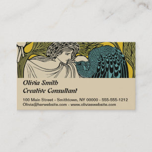 Peacock Fine Art Bird Nouveau Visitkort