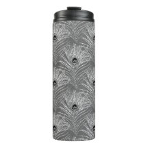 Peacock Fjäder elegant silver grått glitter utseen